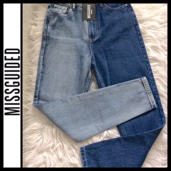NWT Missguided Riot High Rise Splice Mom Jeans - Picture 5 of 8